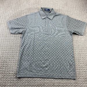 Polo by Ralph Lauren Polo Shirt Men XL Light Gray Checkered Poly Cotton Golf